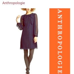 Anthem Karen Walker navy sheer bow shift dress